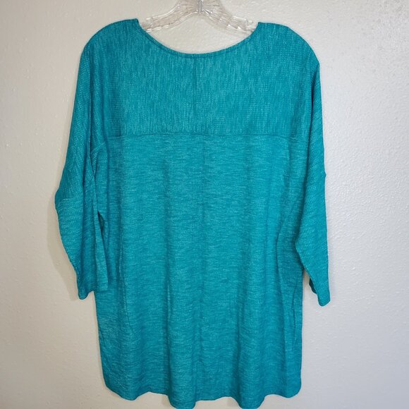 Stylus Top Teal Pullover Round Neck 3/4 Sleeve Women's Size Large - Picture 3 of 8
